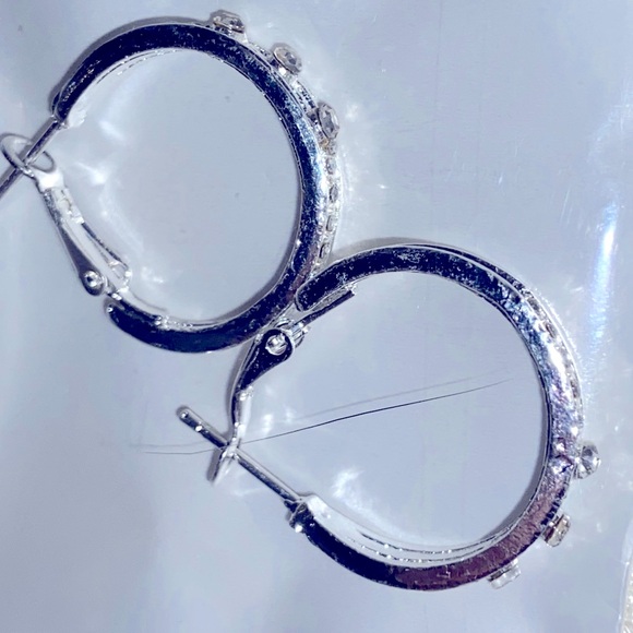 NWT Lovely Rhinestone Accented Hoop Earrings- Available in Gold💛 & Silver🩶 Tones - Picture 14 of 16